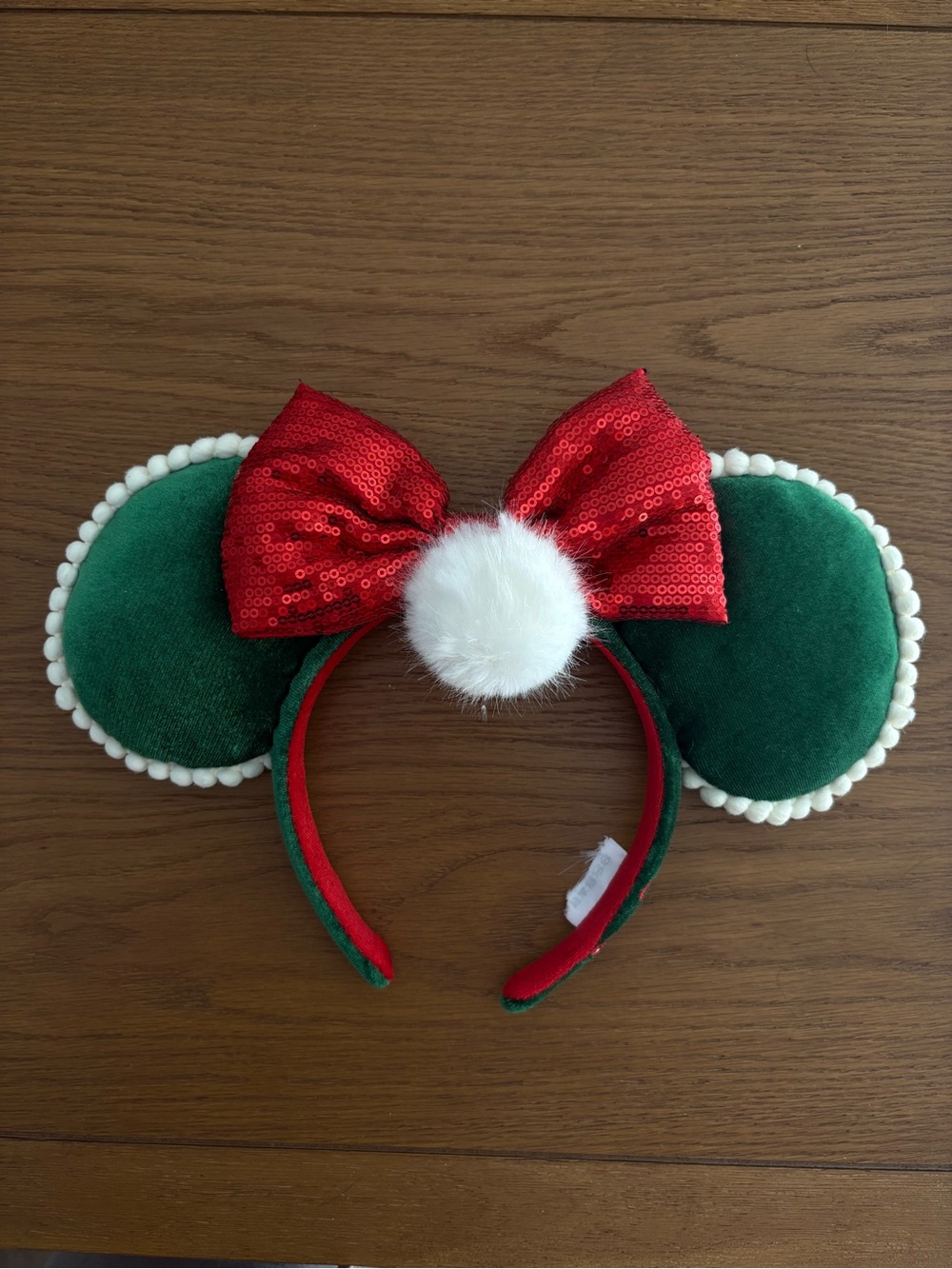 Holiday Minnie Green Ears and Red Bow
